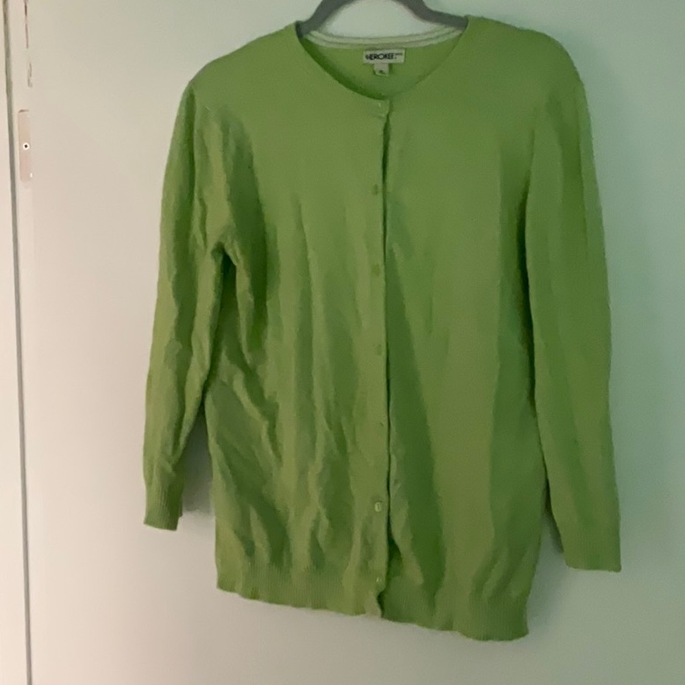 Lime green Cherokee cardigan. Size XL.